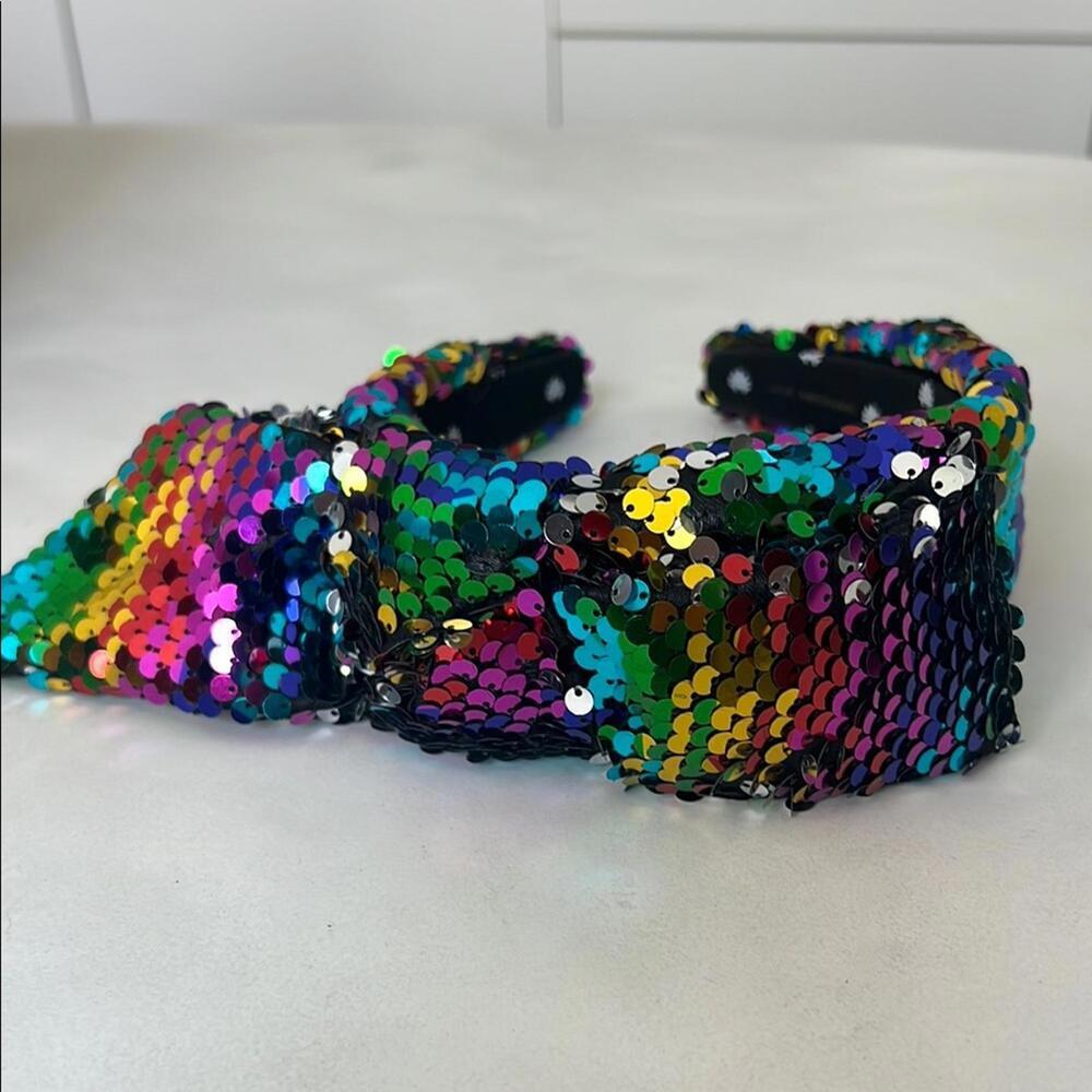 Lele Sadoughi Rainbow Colorful Sequin Holly Headband - Picture 2 of 7